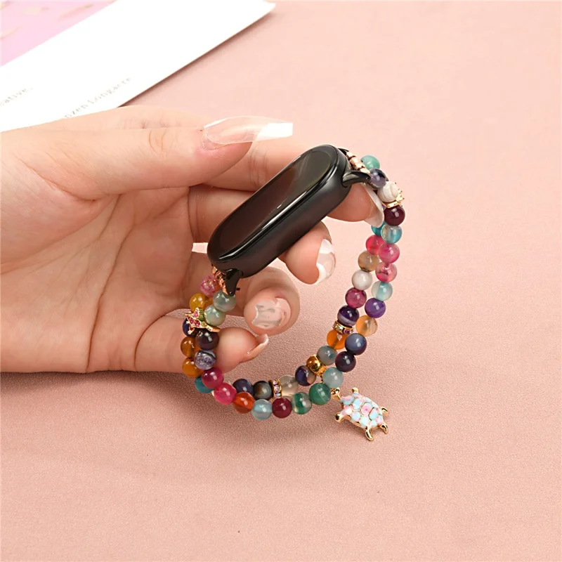 Pour Xiaomi Smart Band 9 / 8 Bracelet de Montre à Perles - Coloré / Pendentif Tortue