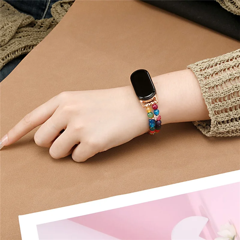 For Xiaomi Smart Band 9 / 8 Watch Strap Beaded Bracelet Wrist Band - Colorful