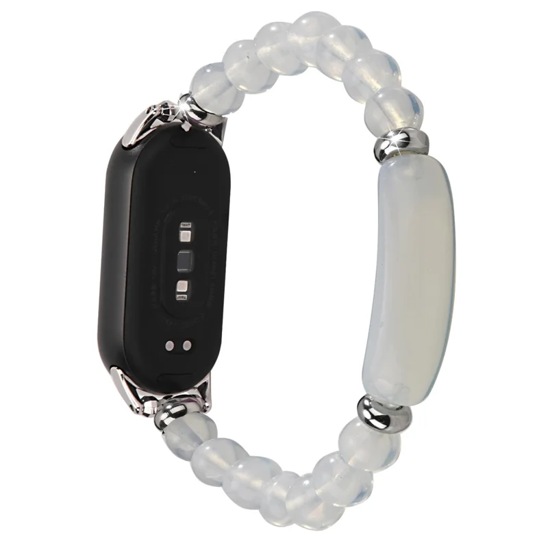 For Xiaomi Smart Band 9 / 8 Watch Strap Stylish Beaded Bracelet Wrist Band - White