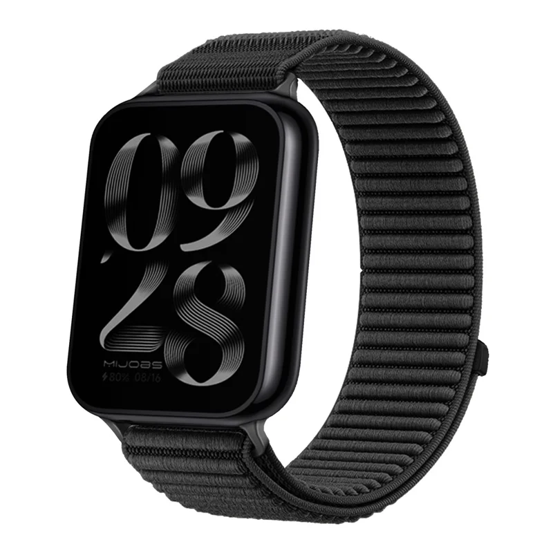 Pour Xiaomi Smart Band 9 Pro / 8 Pro Bracelet Ruban Magique Nylon Tressé - Noir