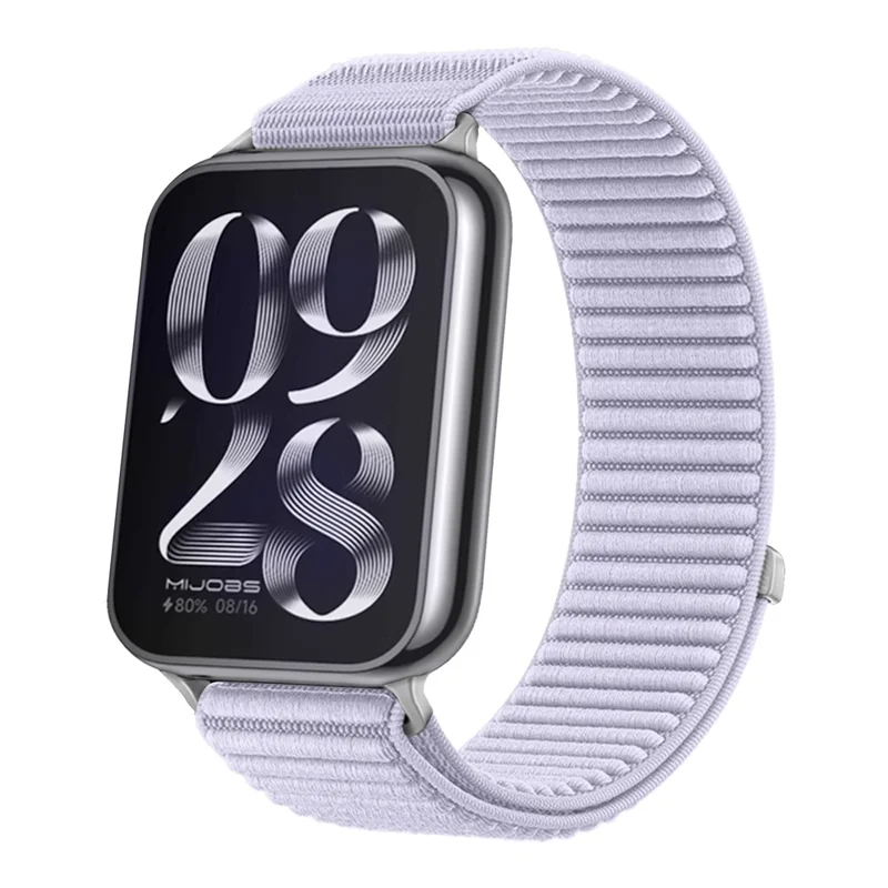 For Xiaomi Smart Band 9 Pro / 8 Pro Wrist Strap Magic Tape Nylon Woven Watch Band - Light Purple