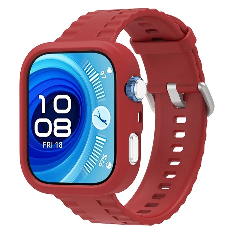 For Huawei Watch Fit 4 Pro Protective Case with Silicone Replacement Watch Band - Red