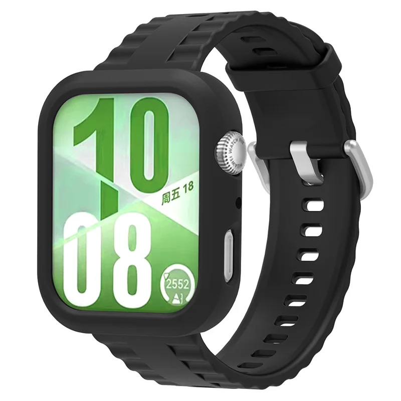For Huawei Watch Fit 4 Protective Case with Silicone Replacement Watch Band - Black