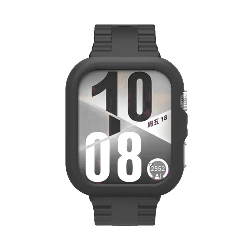 For Huawei Watch Fit 4 Protective Case with Silicone Replacement Watch Band - Black