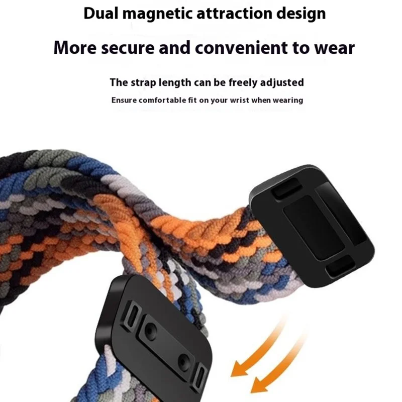 Watch Band for Apple Watch Series 10 Ultra 9 8 7 SE 6 5 4 3 2 1 46mm 49mm 45mm 44mm 42mm Magnetic Buckle Braided Nylon Strap - Starry Black