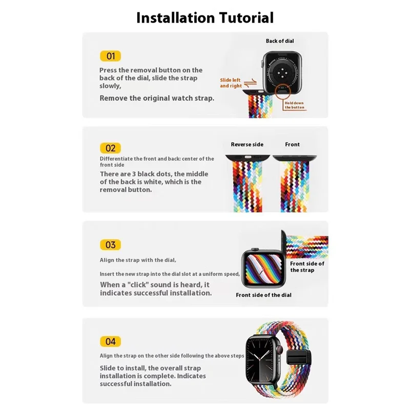 Watch Band for Apple Watch Series 10 Ultra 9 8 7 SE 6 5 4 3 2 1 46mm 49mm 45mm 44mm 42mm Magnetic Buckle Braided Nylon Strap - Starry Black