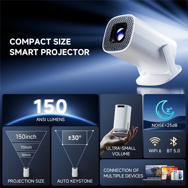 Mini Projetor P30 Pro 720P HD Portátil para Teatro em Casa - Plugue dos EUA