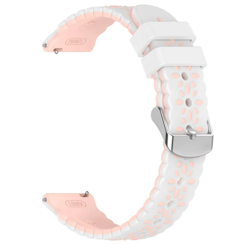 18mm Silicone Strap for Huawei Watch GT 5 Pro 42mm  /  5 41mm  /  4 41mm Sunflower Pattern Dual Color Watch Band - White  /  Pink