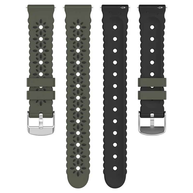 18mm Silicone Strap for Huawei Watch GT 5 Pro 42mm  /  5 41mm  /  4 41mm Sunflower Pattern Dual Color Watch Band - White  /  Pink