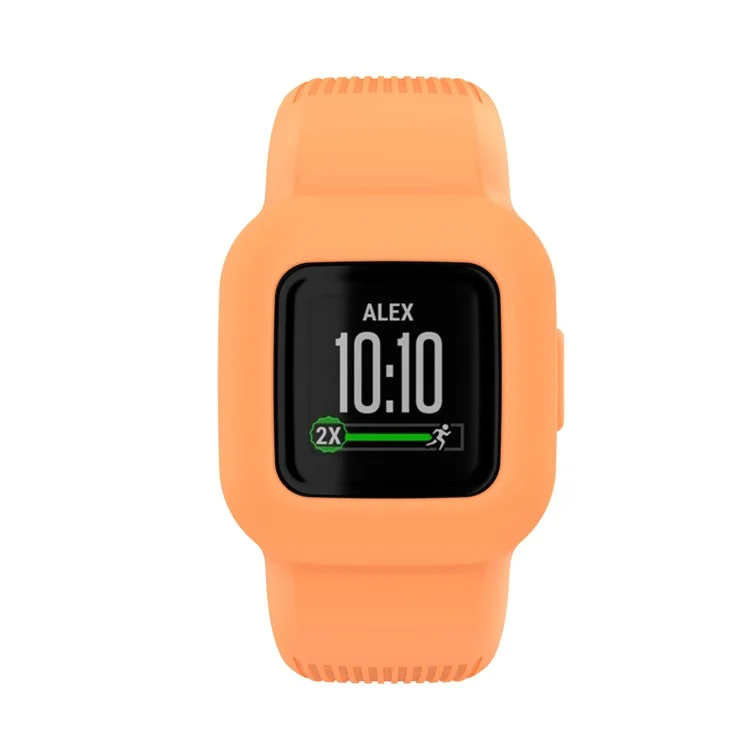 Solid Color Replacement Silicone Watch Band Wrist Strap for Garmin Vivofit jr 3, Size: S - Orange