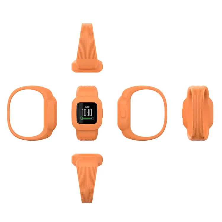 Solid Color Replacement Silicone Watch Band Wrist Strap for Garmin Vivofit jr 3, Size: S - Orange
