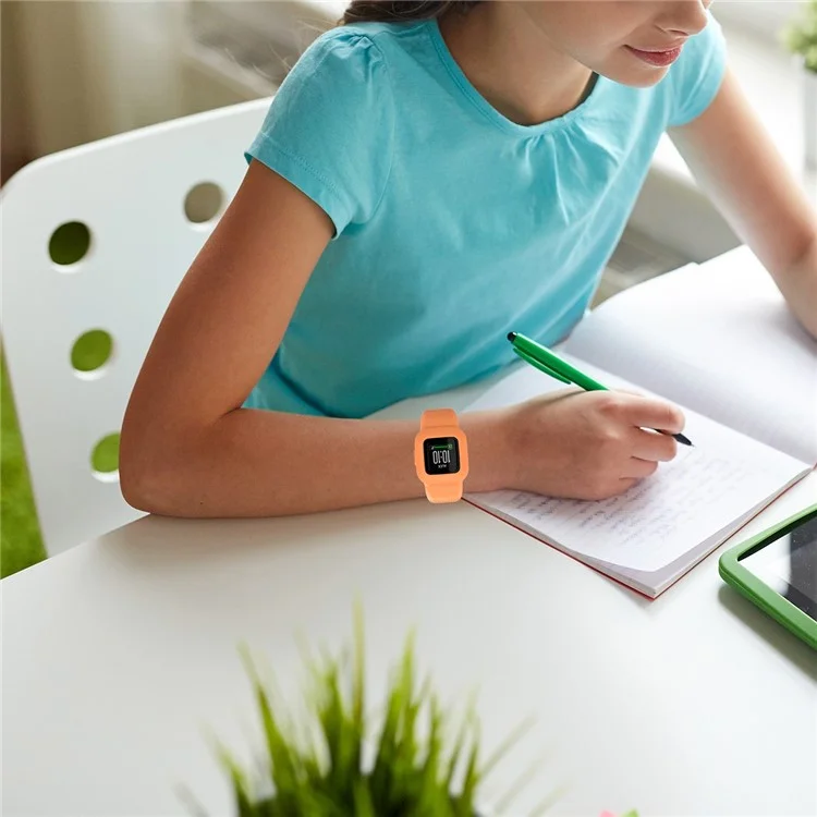 Solid Color Replacement Silicone Watch Band Wrist Strap for Garmin Vivofit jr 3, Size: S - Orange