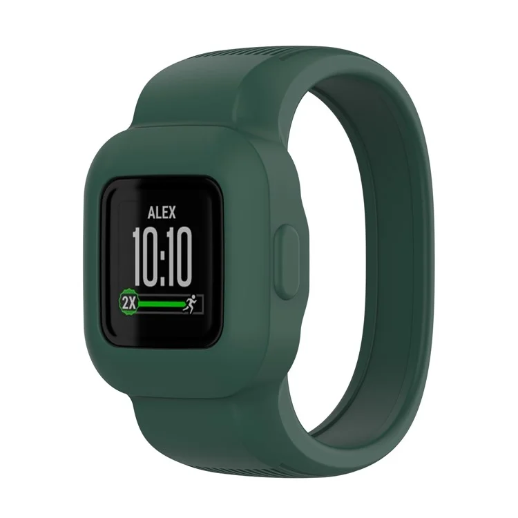Solid Color Replacement Silicone Watch Band Wrist Strap for Garmin Vivofit jr 3, Size: S - Blackish Green