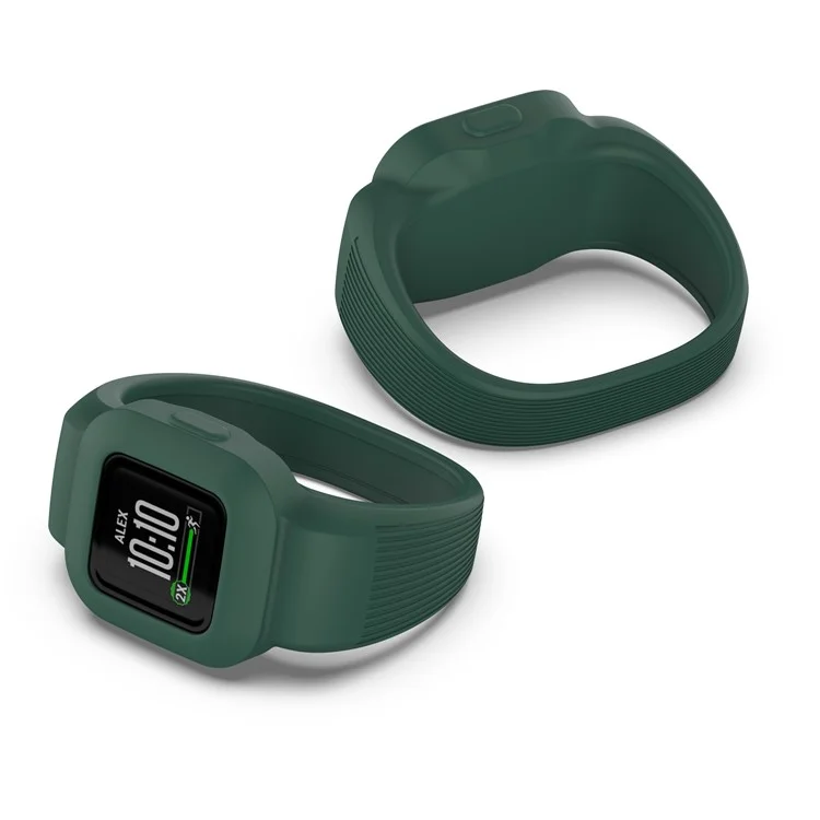 Solid Color Replacement Silicone Watch Band Wrist Strap for Garmin Vivofit jr 3, Size: S - Blackish Green