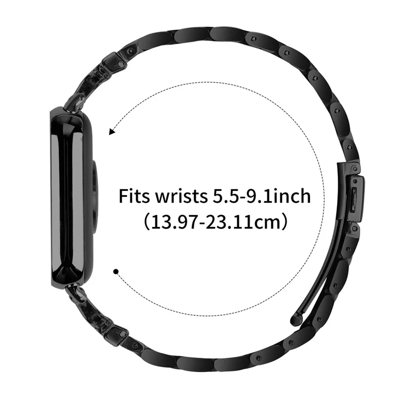 Correa de Reloj de Color para Xiaomi Redmi Watch 4 con Forma D, Decoración de Strass y Banda Metálica de 3 Cuentas - Negro