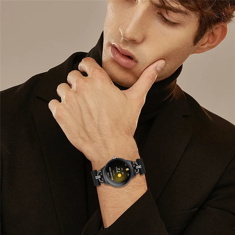 Farbiges Armband für Google Pixel Watch 2 / Uhr D-Form Rhinestones Dekor 3-Perlen Metallband - Schwarz