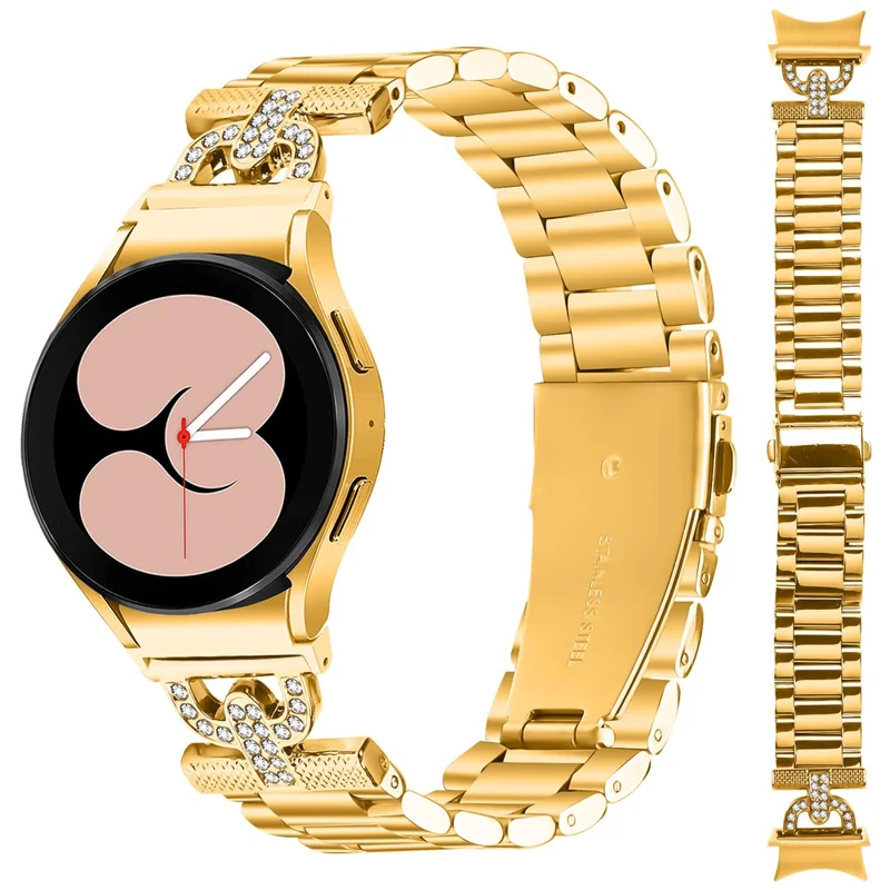 Bracelet de montre coloré avec connecteur pour Samsung Galaxy Watch 5 Pro 45mm / 5 / 5 Active / 4 / 4 Active / 4 Classic Bande Métallique - Or