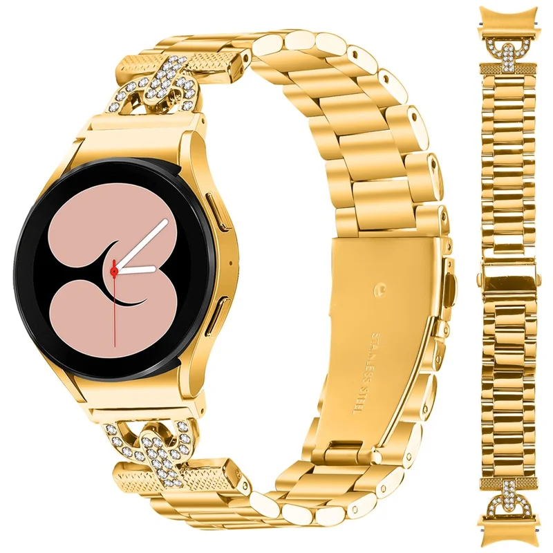 Colored Watch Strap with Quick Release Connector for Samsung Galaxy Watch 5 Pro / 5 / 5 Active / 4 / 4 Active / 4 Classic Metal Band - Gold