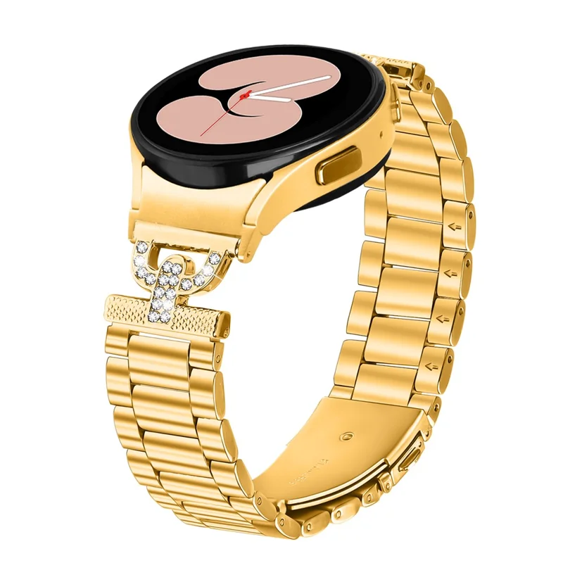 Colored Watch Strap with Quick Release Connector for Samsung Galaxy Watch 5 Pro / 5 / 5 Active / 4 / 4 Active / 4 Classic Metal Band - Gold