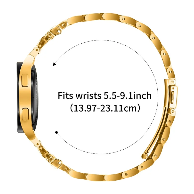 Colored Watch Strap with Quick Release Connector for Samsung Galaxy Watch 5 Pro / 5 / 5 Active / 4 / 4 Active / 4 Classic Metal Band - Gold