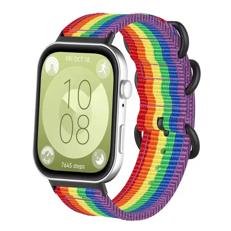 Watch Strap for Huawei Watch Fit 4 Pro / Fit 4 / Fit 3 Nylon Adjustable Wrist Band - Rainbow Color