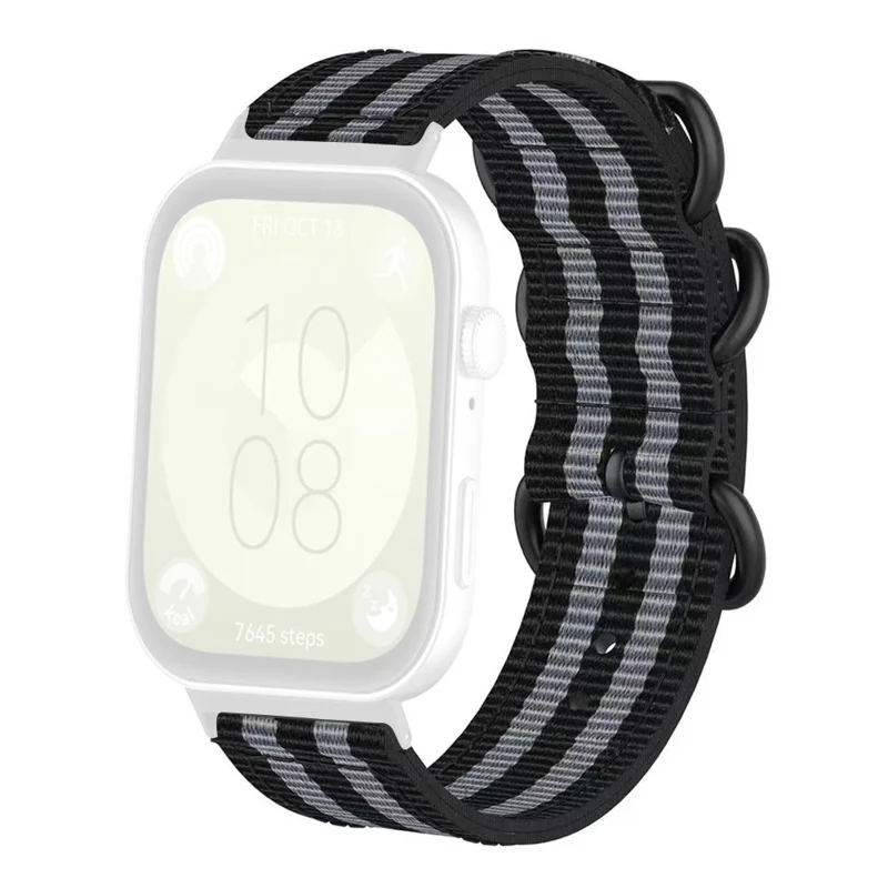 Watch Strap for Huawei Watch Fit 4 Pro / Fit 4 / Fit 3 Nylon Adjustable Wrist Band - Black / Grey