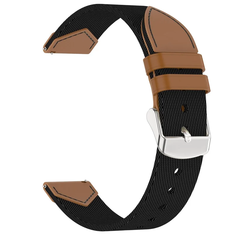Per Huawei Watch GT 5 41mm Cinturino Orologio 18mm Nylon + Pelle Cinghia da Polso Regolabile - Nero / Marrone