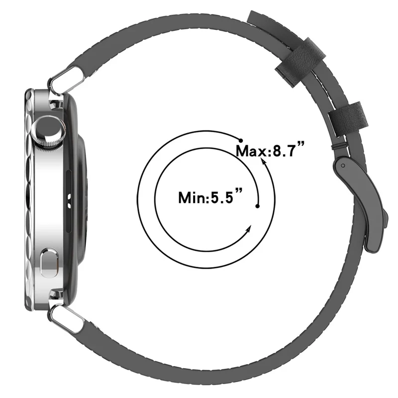 Für Huawei Watch GT 3 Pro 43mm Armband 20mm Ersatz Echtes Kuhlederner Armband - Schwarz