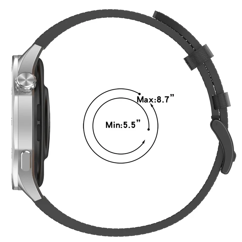 Pour Huawei Watch GT 5 46mm Bracelet de Montre 22mm Bracelet de Remplacement en Cuir de Vache Véritable - Marron