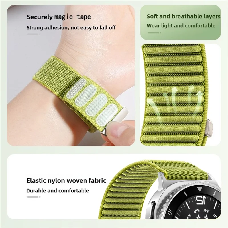Correa de muñeca para Samsung Galaxy Watch8 44mm / 40mm / Watch8 Classic 47mm / 43mm Cinta Mágica Correa de Reloj de Nailon Tejido - Verde