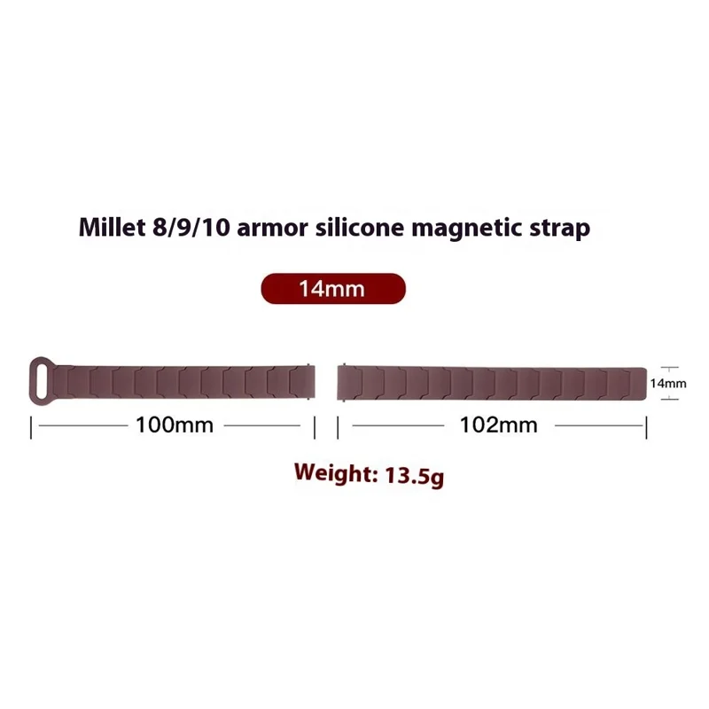 Watch Band for Xiaomi Smart Band 10 / 9 / 8 Silicone Magnetic Replacement Strap - Smoky Purple / Wine Red