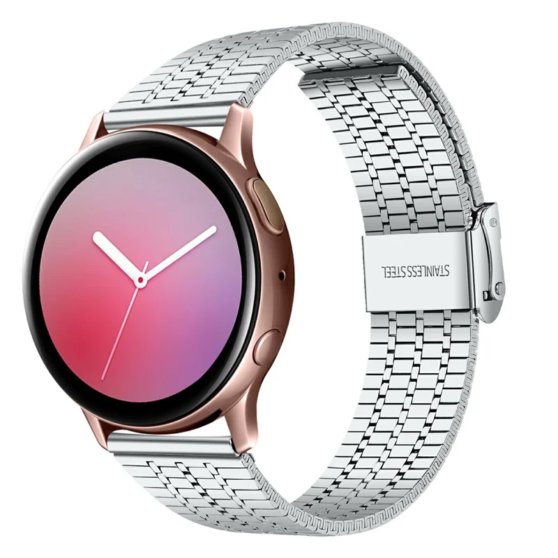 Watch Band for Garmin Vivoactive 4 Stainless Steel 7-Beads Silver Strap