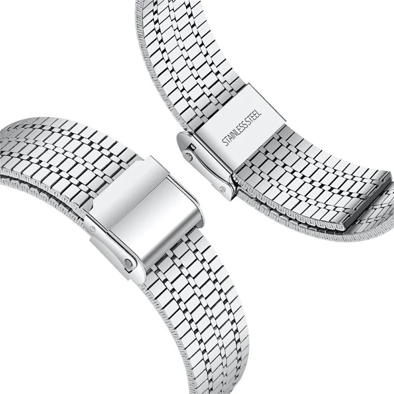 Watch Band for Garmin Vivoactive 4 Stainless Steel 7-Beads Silver Strap