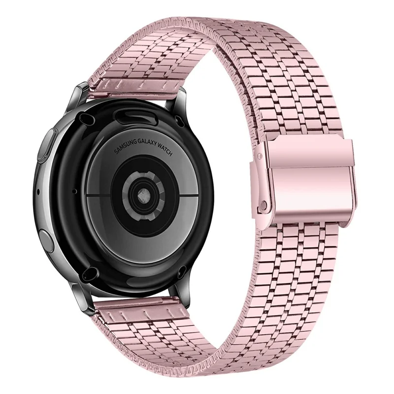 For Garmin Vivoactive 4 Watch Band 7-Beads Electroplated Stainless Steel Strap - Rose Pink