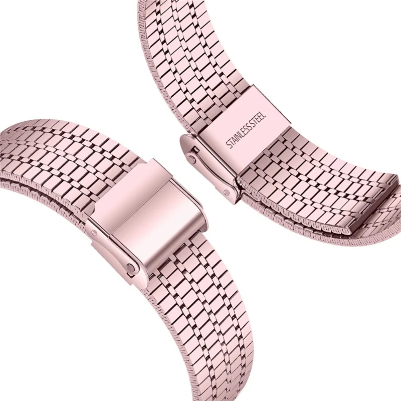 For Garmin Vivoactive 4 Watch Band 7-Beads Electroplated Stainless Steel Strap - Rose Pink
