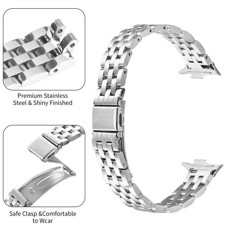 Correa Xiaomi Smart Band 8 Pro Delgada de Cinco Eslabones de Acero Inoxidable en Plata