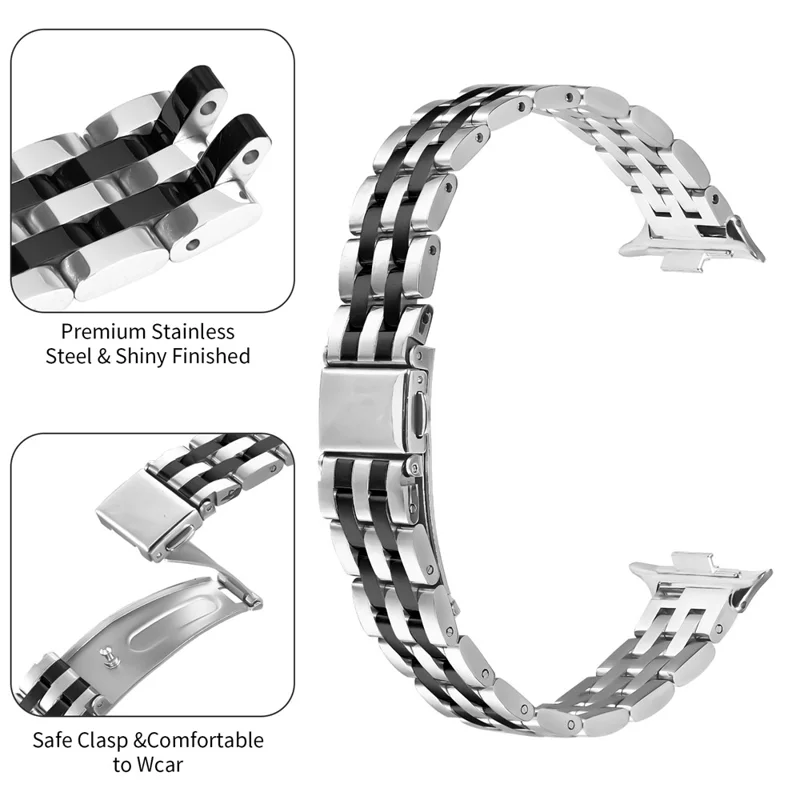Pour Xiaomi Redmi Watch 5 / 4 Bracelet Fin en Acier Inoxydable à Cinq Maillons - Argent / Noir