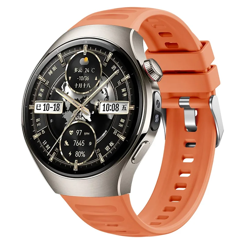 For Huawei Watch 5 46mm Watch Band Wave Texture Silicone Adjustable Strap - Orange