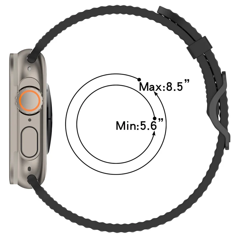 Watch Band for Apple Watch Series 10 Ultra 9 8 7 SE 6 5 4 3 2 1 46mm 49mm 45mm 44mm 42mm Holes Design Adjustable Silicone Strap - Black