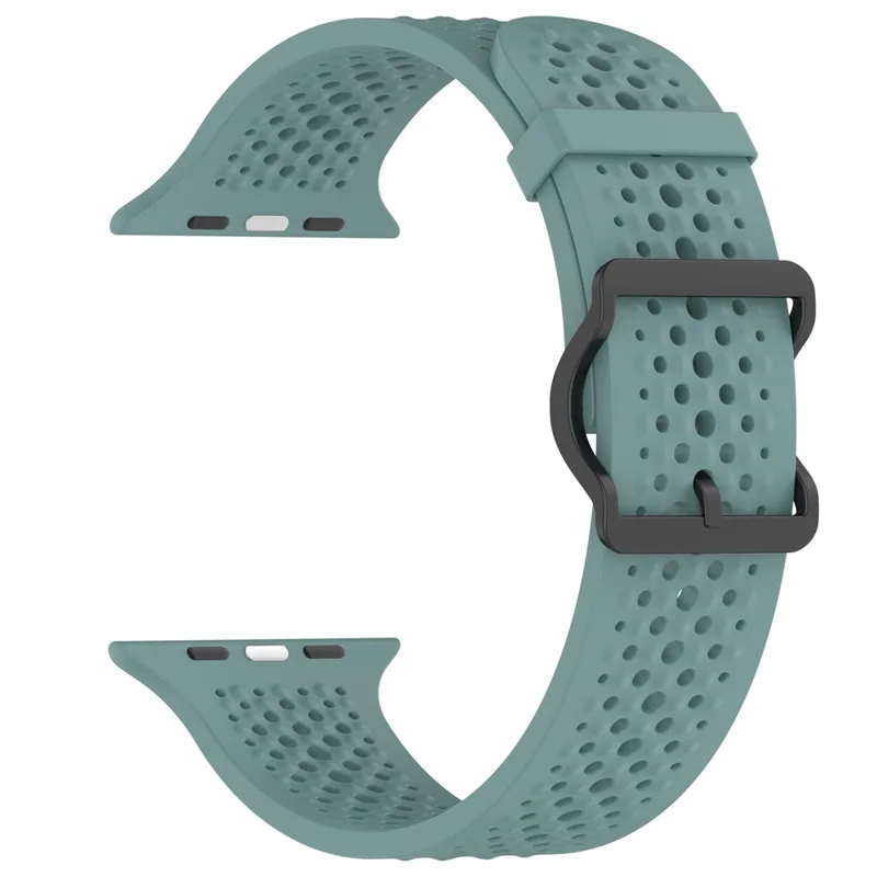 Watch Band for Apple Watch Series 10 Ultra 9 8 7 SE 6 5 4 3 2 1 46mm 49mm 45mm 44mm 42mm Holes Design Adjustable Silicone Strap - Olive Green