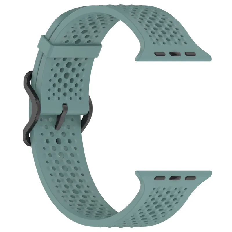 Watch Band for Apple Watch Series 10 Ultra 9 8 7 SE 6 5 4 3 2 1 46mm 49mm 45mm 44mm 42mm Holes Design Adjustable Silicone Strap - Olive Green
