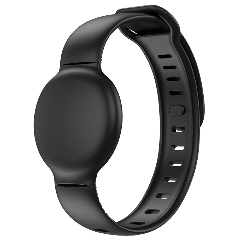 CS27 Watch Strap for Apple AirTag Tracker Protective Case Silicone Wristband for Children Adult - Black