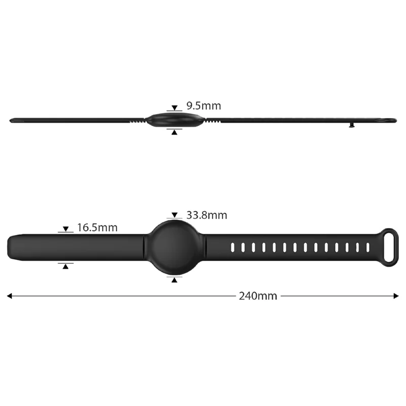 CS27 Watch Strap for Apple AirTag Tracker Protective Case Silicone Wristband for Children Adult - Black