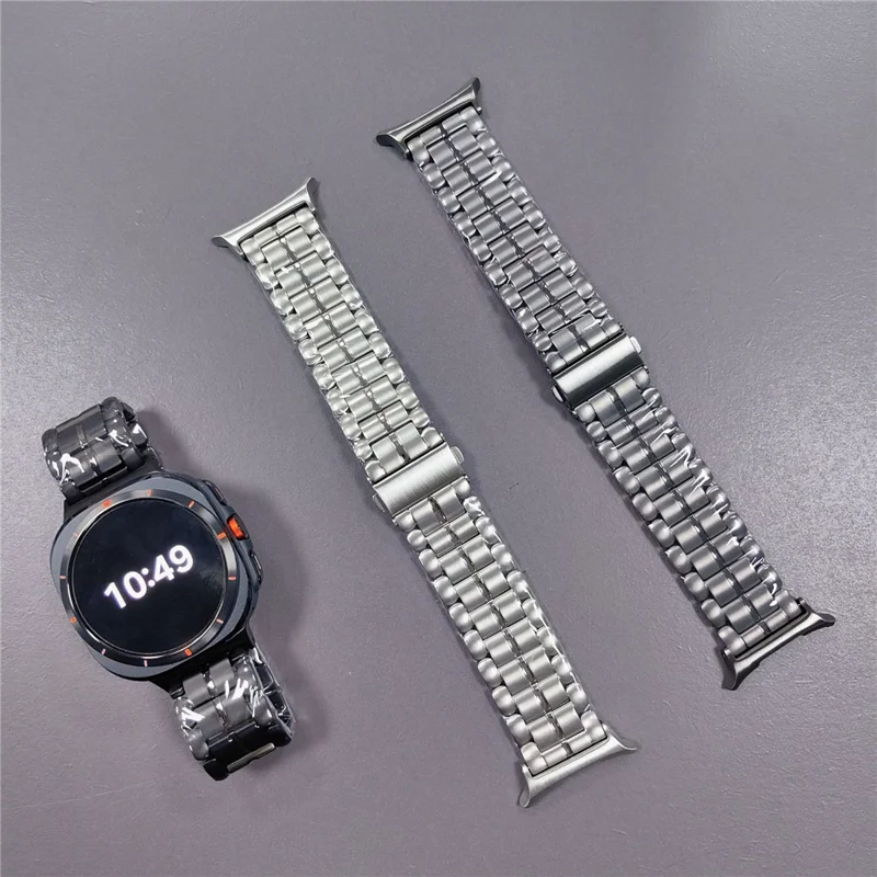 Watch Band for Samsung Galaxy Watch8 44mm / 40mm / Watch8 Classic 46mm Semicircular Design Titanium Alloy 5-Bead Wrist Strap - Black