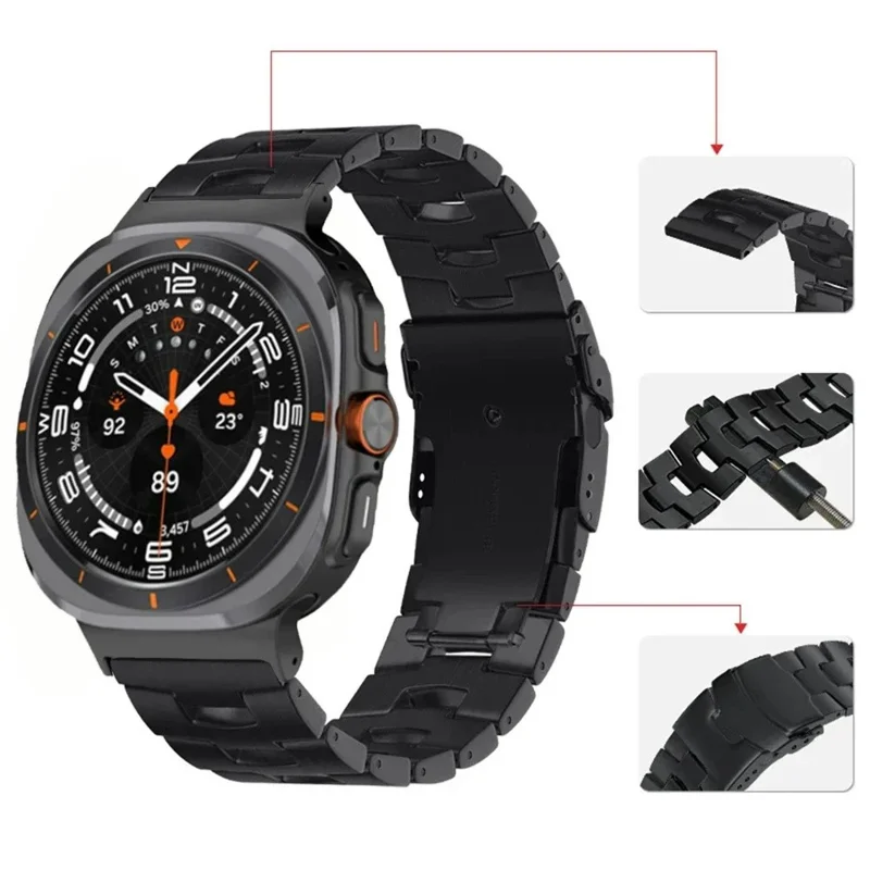 Wrist Band for Samsung Galaxy Watch8 44mm / 40mm / Watch8 Classic 46mm Oracle Bone Shape Titanium Alloy Watch Strap - Black