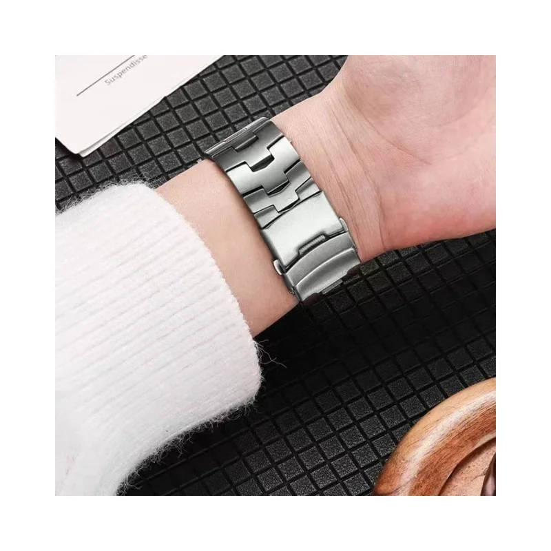 Wrist Band for Samsung Galaxy Watch8 44mm / 40mm / Watch8 Classic 46mm Oracle Bone Shape Titanium Alloy Watch Strap - Black