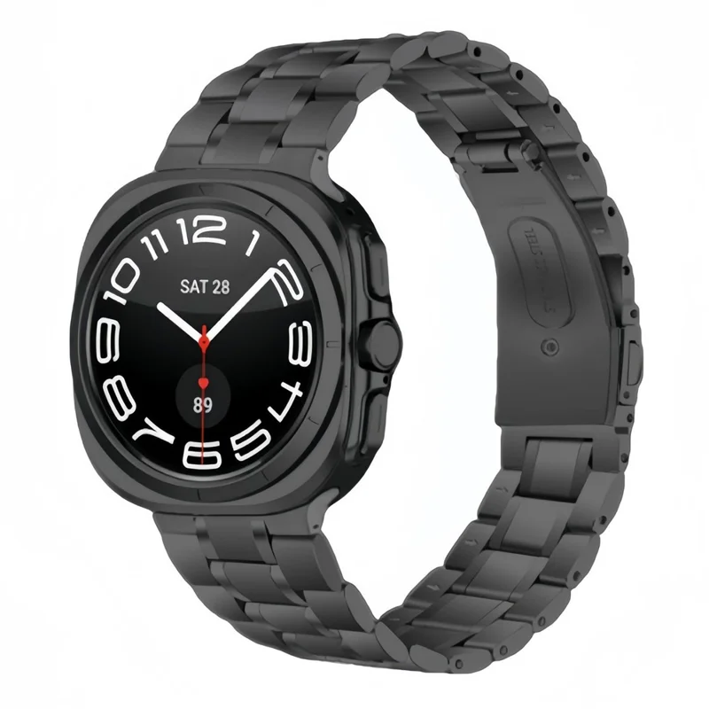 Watch Band for Samsung Galaxy Watch8 44mm / 40mm / Watch8 Classic 46mm Stainless Steel 5-Bead Wrist Strap - Black