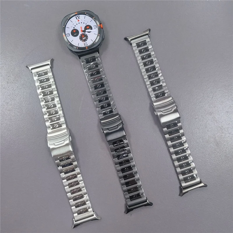 Watch Strap for Samsung Galaxy Watch8 44mm / 40mm / Watch8 Classic 46mm S Pattern 3-Bead Titanium Alloy Wrist Band - Silver