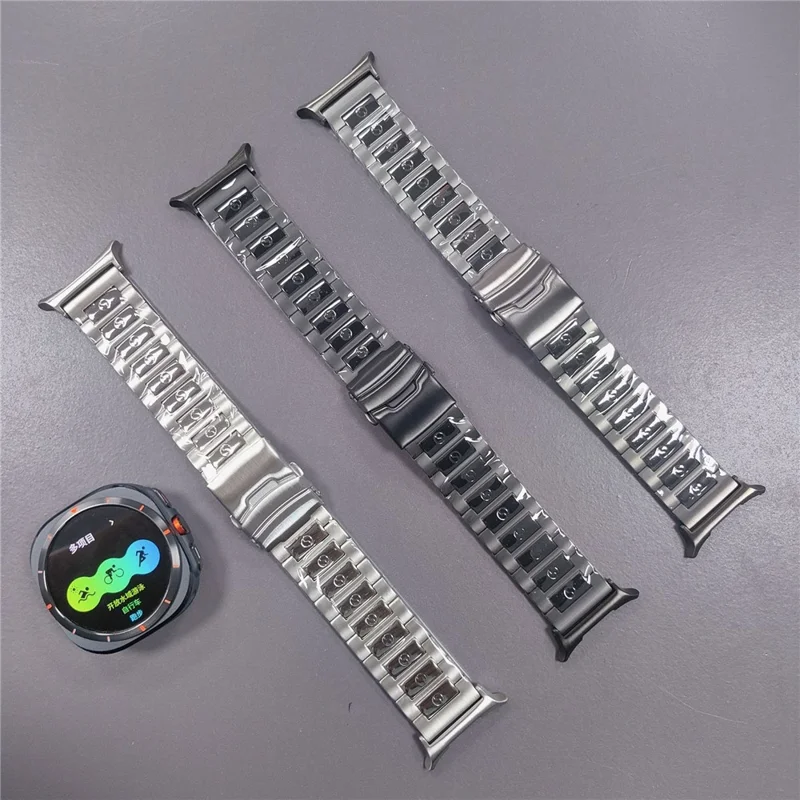 Watch Strap for Samsung Galaxy Watch8 44mm / 40mm / Watch8 Classic 46mm S Pattern 3-Bead Titanium Alloy Wrist Band - Silver