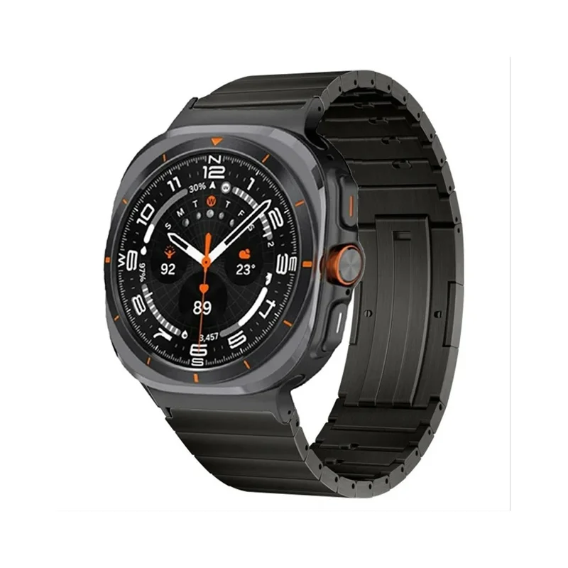 Watch Band for Samsung Galaxy Watch8 44mm / 40mm / Watch8 Classic 46mm Quick Release Side Sliding Buckle Titanium Alloy Strap - Black